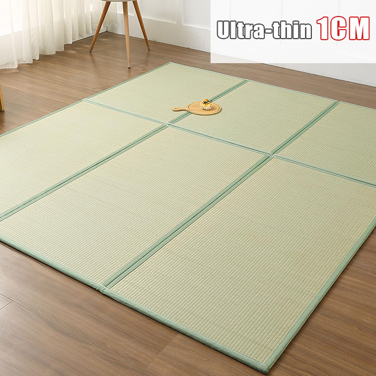 Tappetino pieghevole per tatami, in rattan naturale, antiscivolo, traspirante, per gattonare a letto, meditazione, yoga e sala da pranzo