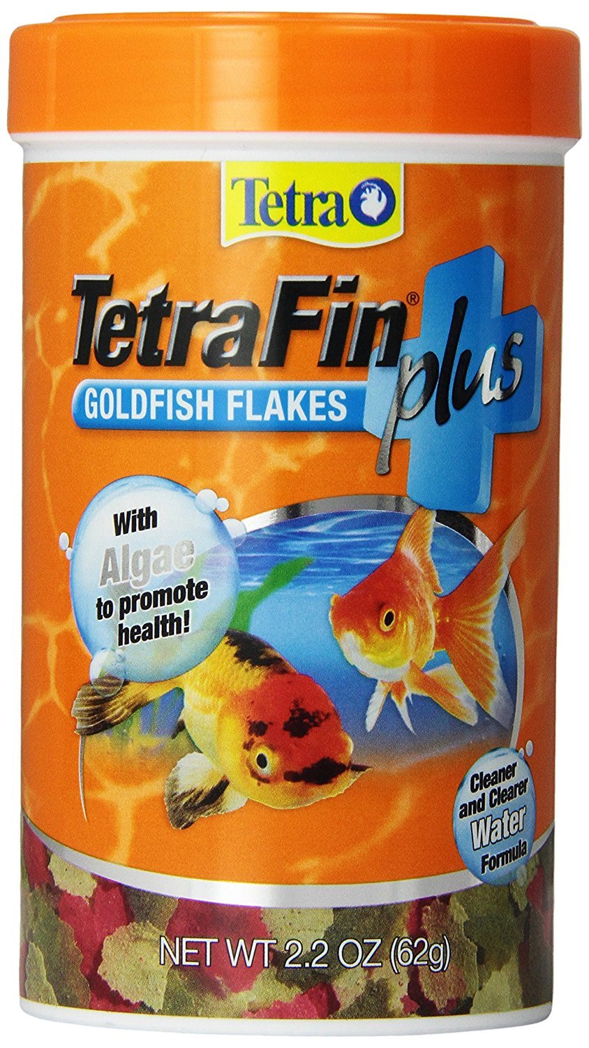 TetraFin Plus Goldfish Flakes 2.2 Ounces, Balanced Diet, With Algae To Promote Health,Oranges