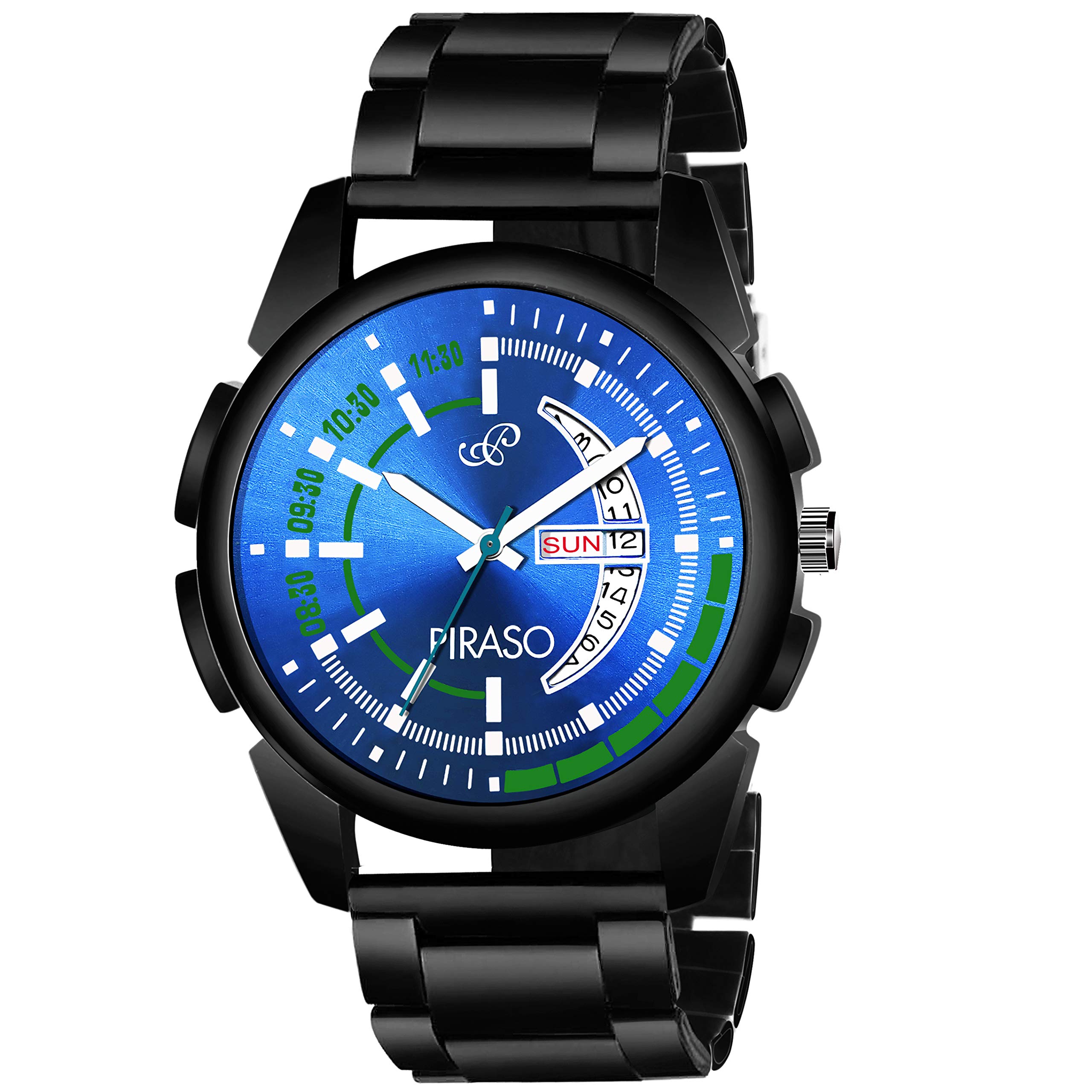 PIRASO Analogue Blue Dial Mens Watch with Date and Day Functioning (Black) (B08BY1WVZ1) Amazon Price History, Amazon Price Tracker
