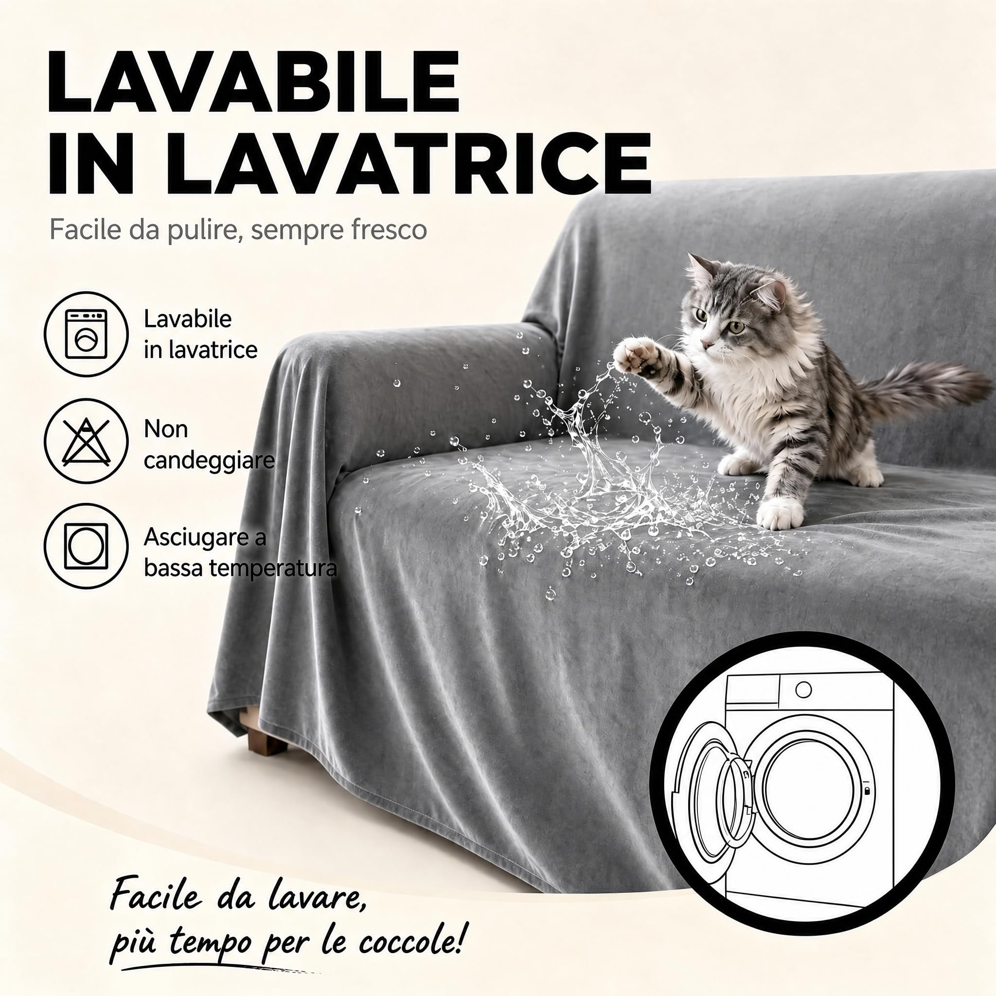 Loiion Copridivano Antigraffio Gatto 3 Posti, Ultra Morbido & Confortevole - Telo Antigraffio Gatto Divano per Proteggi Divano Gatti Graffi, Copri Divano Impermeabile per Animali, Grigio, 380x180cm