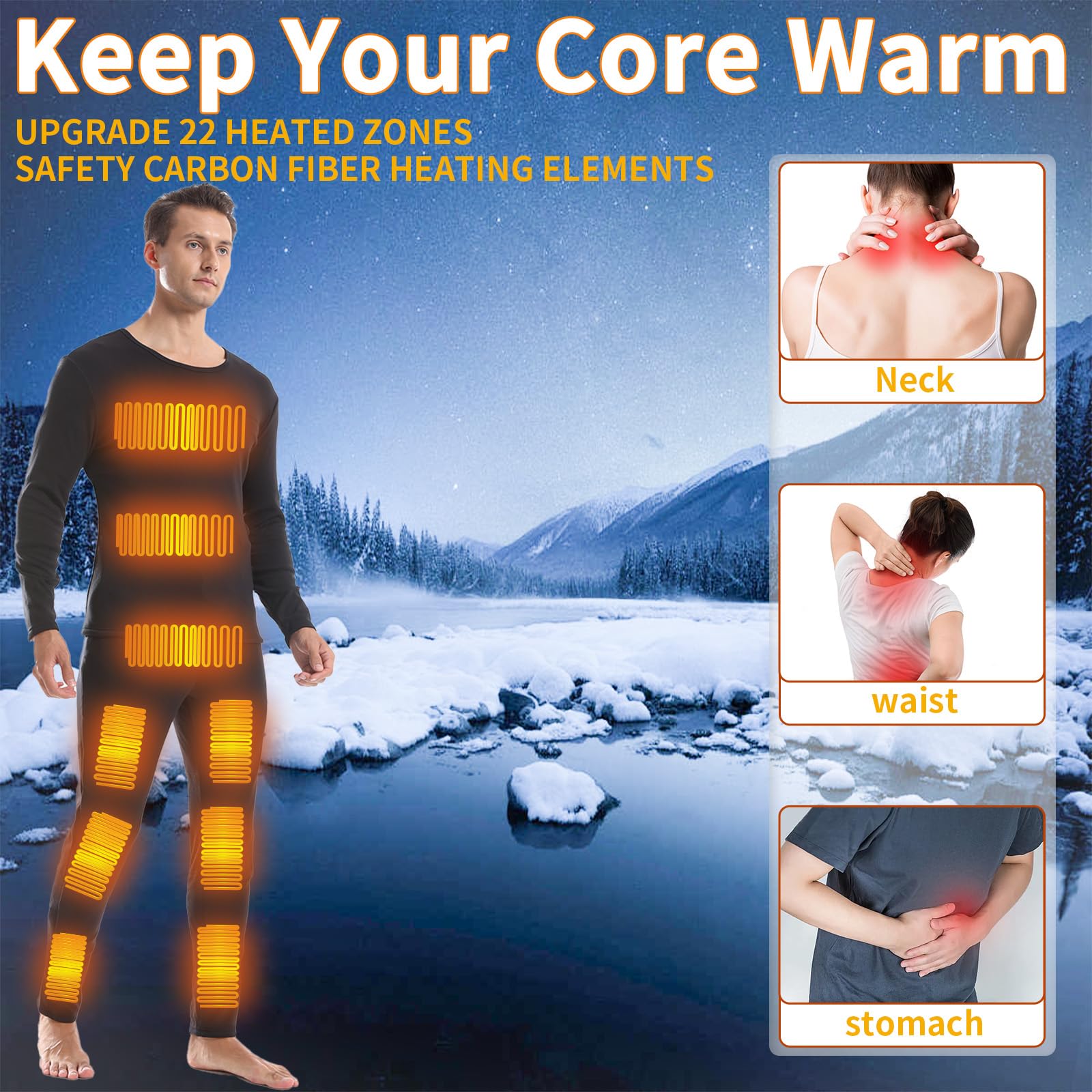 Ropa interior térmica para hombre, conjunto de ropa interior térmica eléctrica con USB, pantalones largos USB para hombre, pantalones y camiseta con calefacción de viaje