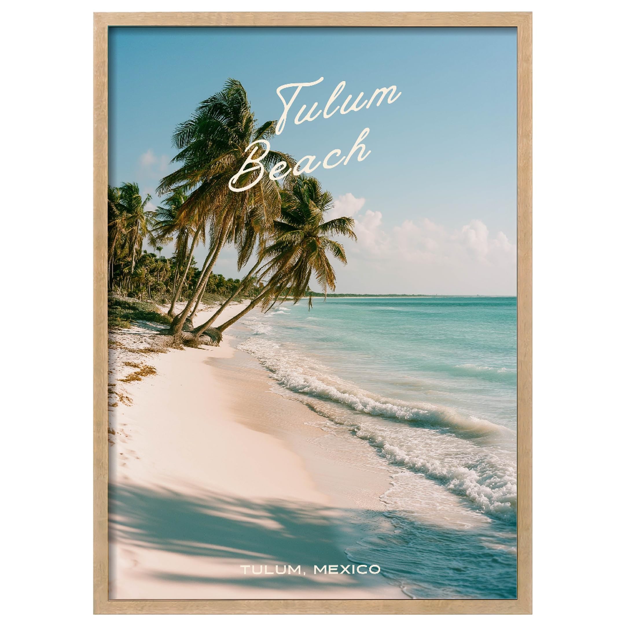 WallBUddy Tropisches Strand Wandkunstdruck | Tul (40 x 50 cm, Eichenrahmen)