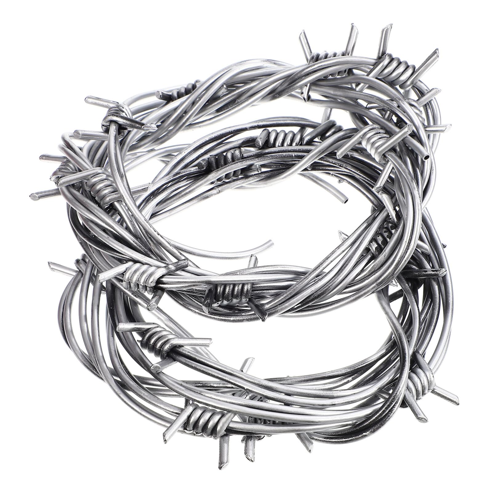 SHERCHPRY 2pcs Silver PVC Barbed Wire Props, Realistic Design, 2.4m Each, Chrome Finish, 1