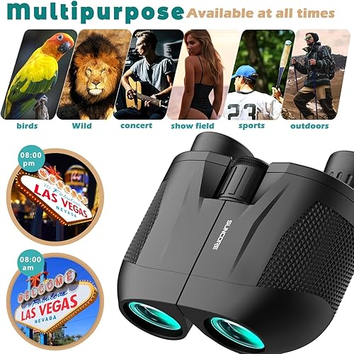 Miniatura 7 de Prismáticos de 10 x 25 para adultos y niños, binoculares compactos, ocular grande y lente transparente FMC BAK4 Prisma para observación de aves,