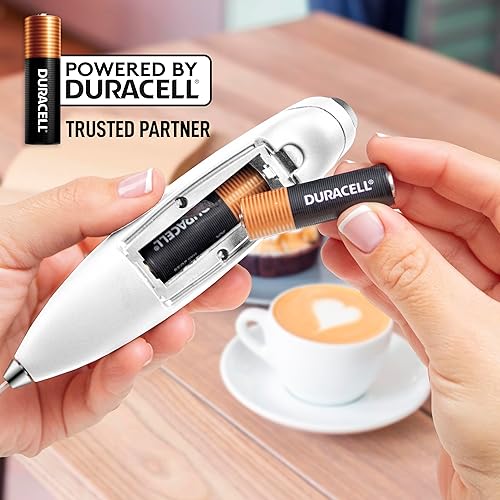 Vista 1100 de Zulay Kitchen - Espumador de leche de mano con pilas AA Duracell: batidora de bebidas resistente para café, latte, capuchino y más, color aurora