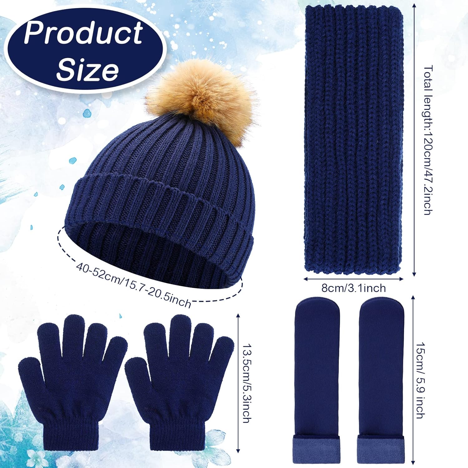 4 Pieces Kids Beanie Hat Scarf Gloves Socks Set Knit Winter Warm Set for Toddler Boys Girls - Image 2