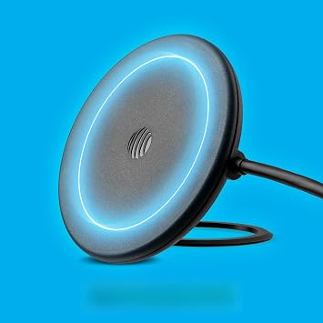 AT&T Magnetic Wireless Charging Pad with Built-in Ring Stand 15W Fast Charging, USB-C PD Input, Case-Friendly Magnetic Design Ideal for Desk, Travel, and Nightstand Use Black