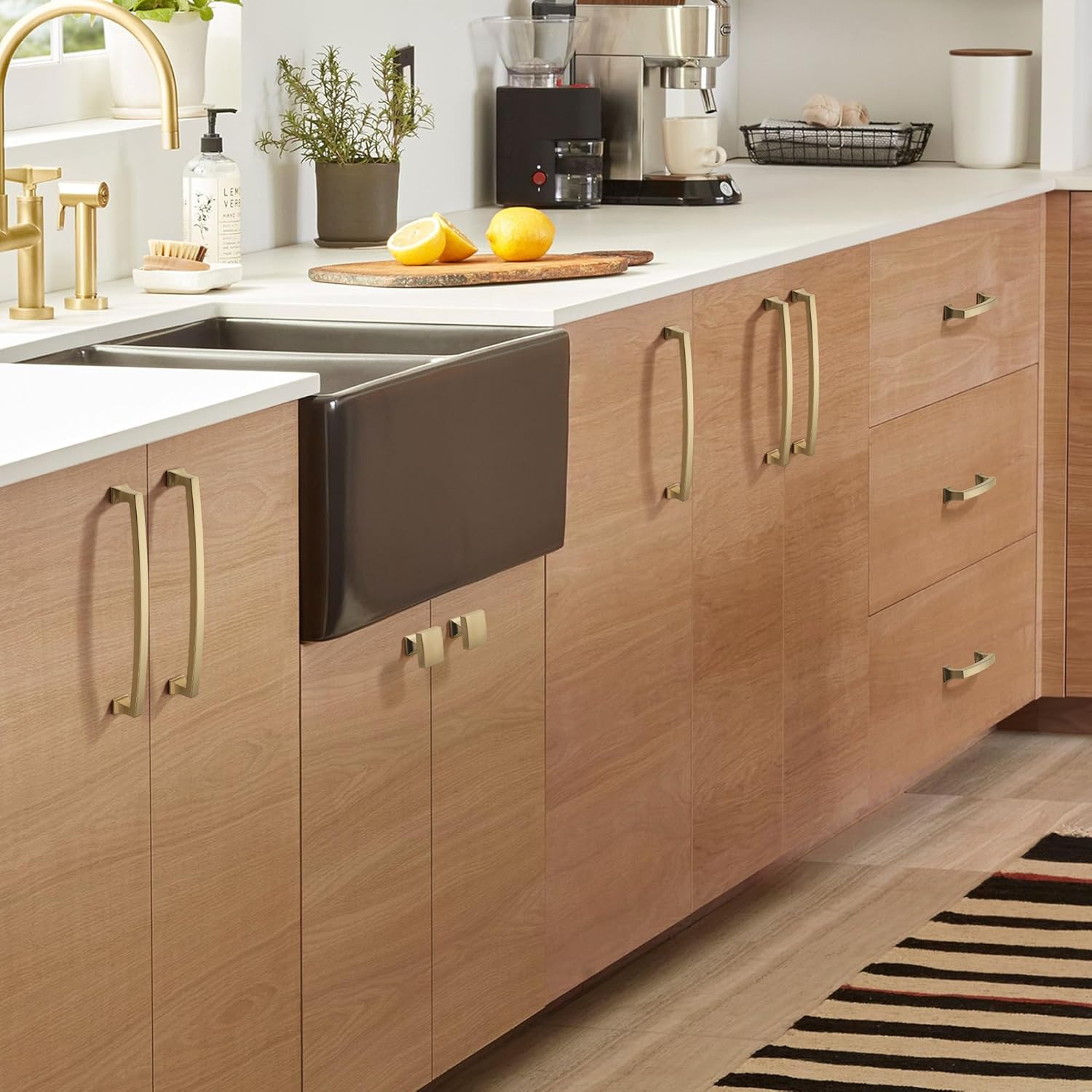 TUNNY 10 Pack Cabinet Handles-Champagne Bronze 5"/128mm Screw Spacing Drawer Handles Kitchen Cabinet Handles Drawer Pulls Kitchen Cabinet Hardware Bedroom Cabinet Pulls