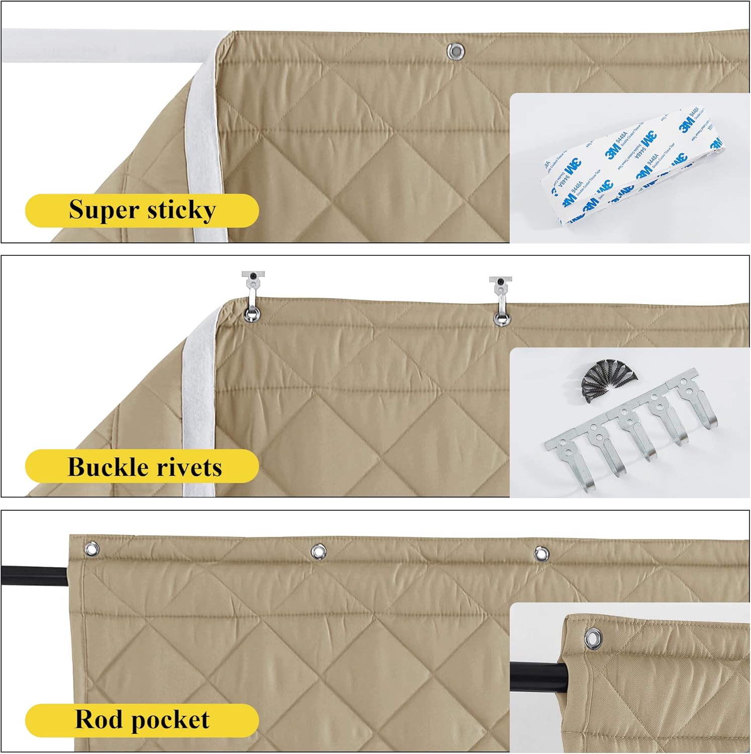 NICETOWN Thermal Insulated Door Curtain Oxford Cloth Thicken Cotton Fiber Filled, 42"x82" Energy Saving Pet Friendly Thick Draft Stopper with 3 Hanging Ways, Keep Cool/Warm, Taupe, 1 PC