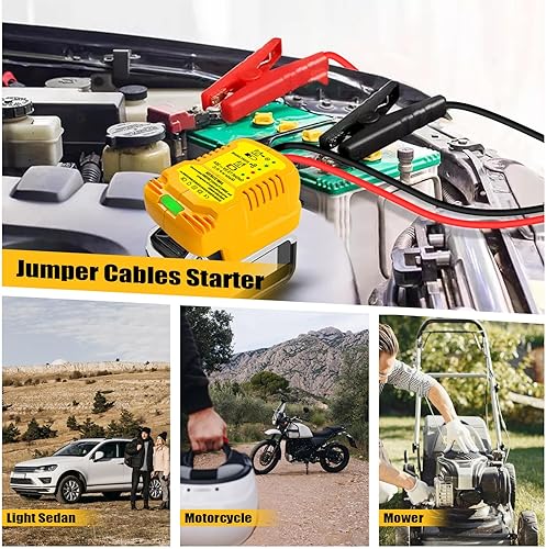 Miniatura 8 de Arrancadores de coche, adaptador de arranque para batería DeWalt de 20 V 18 V, batería de coche de calibre 11, cables de refuerzo automotrices para