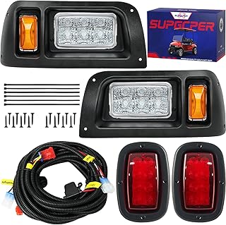 Golf Cart LED Light Kit for Club Car DS 1993-Up Gas and Electric Models, Club Car DS 12V Headlight Tail Light Kit, Factory Style Lighting Kit Assembly, Street Legal, OEM 101988002 101988001 1017035