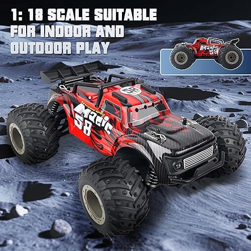 Miniatura 7 de BEZGAR Monster Truck Toys  Camión a control remoto todo terreno a escala 118  Camión monstruo de control remoto de 2WD 20 Kmh con luz  Crawler RC