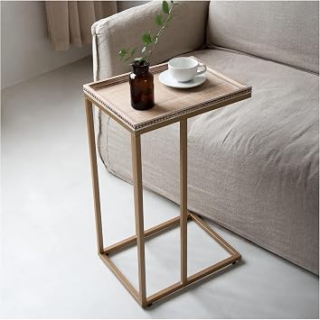 COZAYH - Beaded Edge Tray Top C End Table - Distressed Gold
