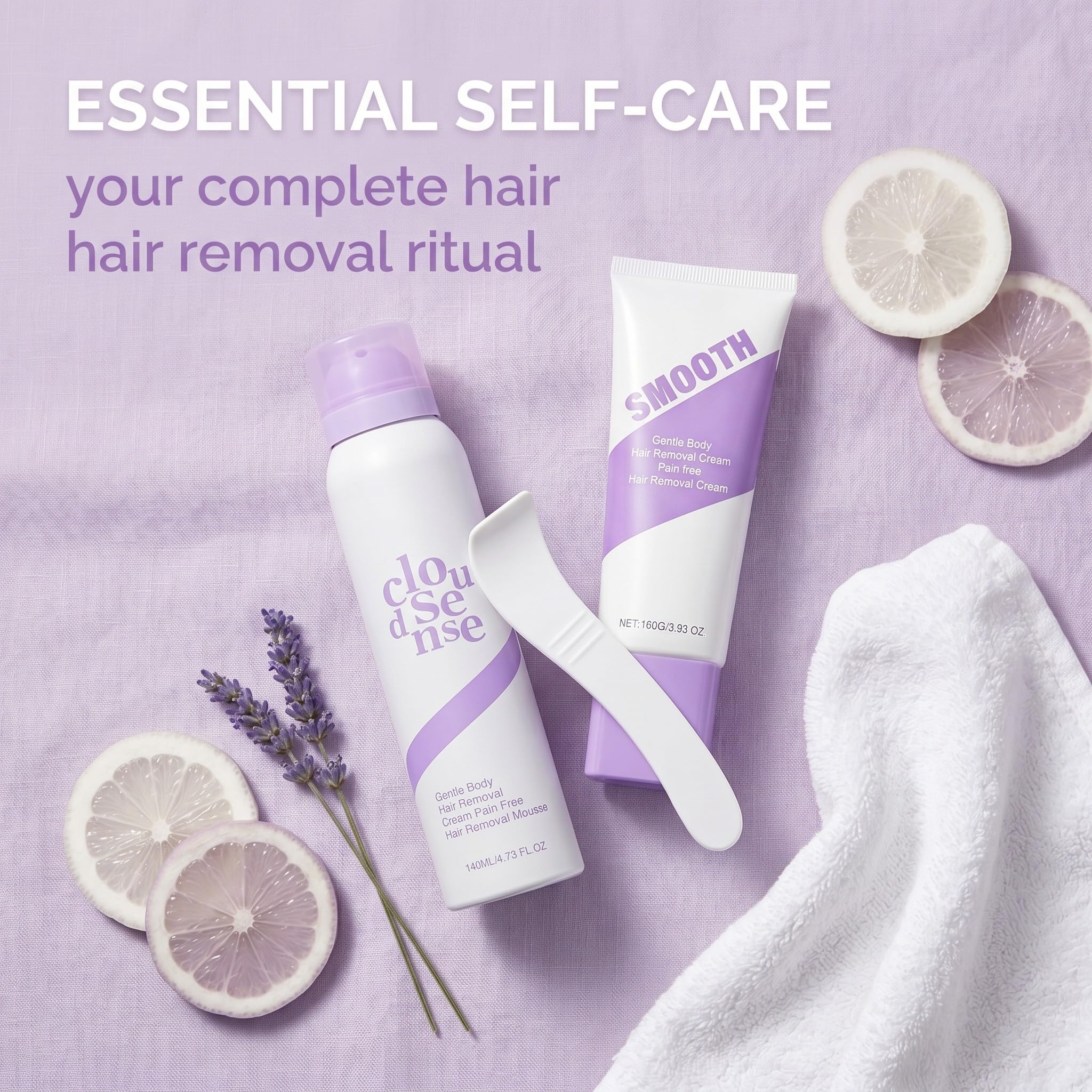1 kit d'épilation douce,140 ml de mousse dépilatoire + 100 g de crème dépilatoire + spatule,épilation indolore, convient au visage, aux aisselles et aux zones intimes, pour une peau lisse