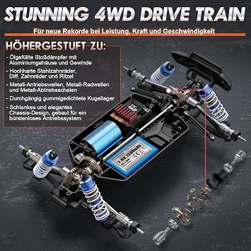 HAIBOXING Brushless Remote Control Car 16890A 1/16 RC Car 48 km/h Top Speed, Hobby Remote Controlled Car for Adults and Boys All Terrain Off-Road Truck with Spare Paddle Tires for Sand Land