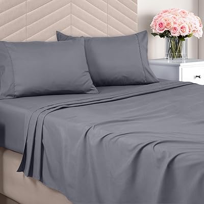 Utopia Bedding Queen Sheet Set – Brushed Microfiber – Ultra Soft Bed Sheets for Queen Size Bed Set – Deep Pocket, Wrinkle & Fade Resistant – Includes 1 Fitted, 1 Flat, 2 Pillowcases (Grey)