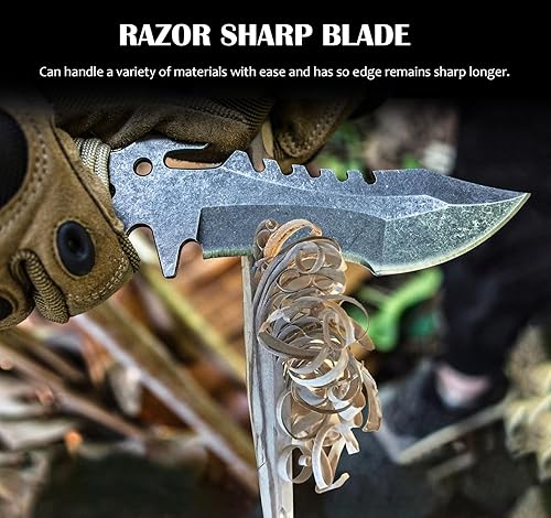 Miniatura 5 de TANSOLE Cuchillo de supervivencia, cuchillos tácticos de hoja fija con funda Kydex Cinturón knofe para acampar Cuchillo de espiga completa cuchillo