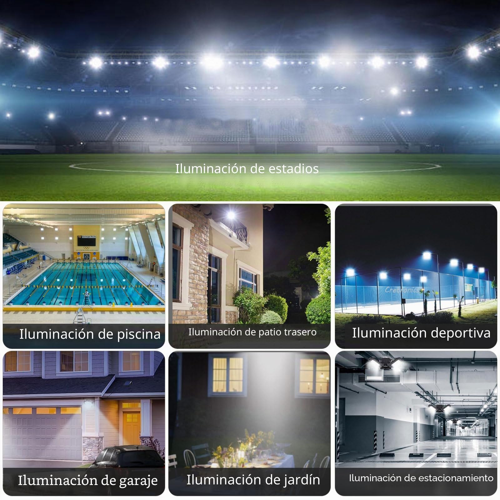 Foco LED Exterior 400W, 6500K Blanco Frío Focos LED Interior,588 LEDs IP65 Impermeable Proyector LED Exterior,40000LM Superbrillante Lampara Pared para Jardín,Garaje,Patios,Parque,Terraza