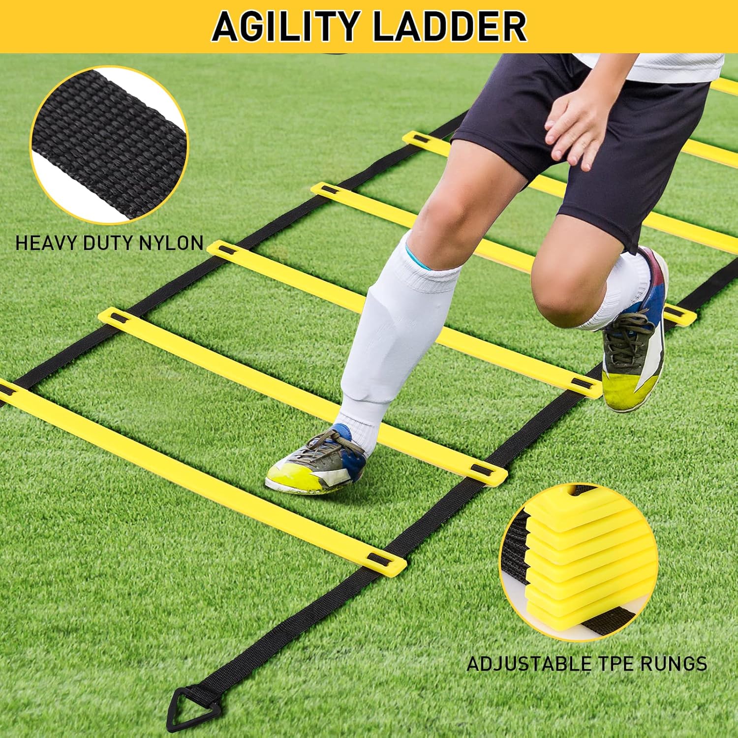 Speed Agility Training Set, Includes Speed Running Parachute, Adjustable Hurdle, Adjustable Agility Ladder, 9 Disc Cones, Jump Rope with Carrying Bag ,for Speed Training Equipment Training Athletes : Sports & Outdoors