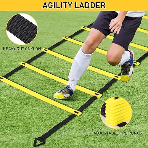 Miniatura 3 de Juego de entrenamiento de agilidad de velocidad incluye paracaídas de carrera de velocidad entrenamiento ajustable escalera de agilidad ajustable