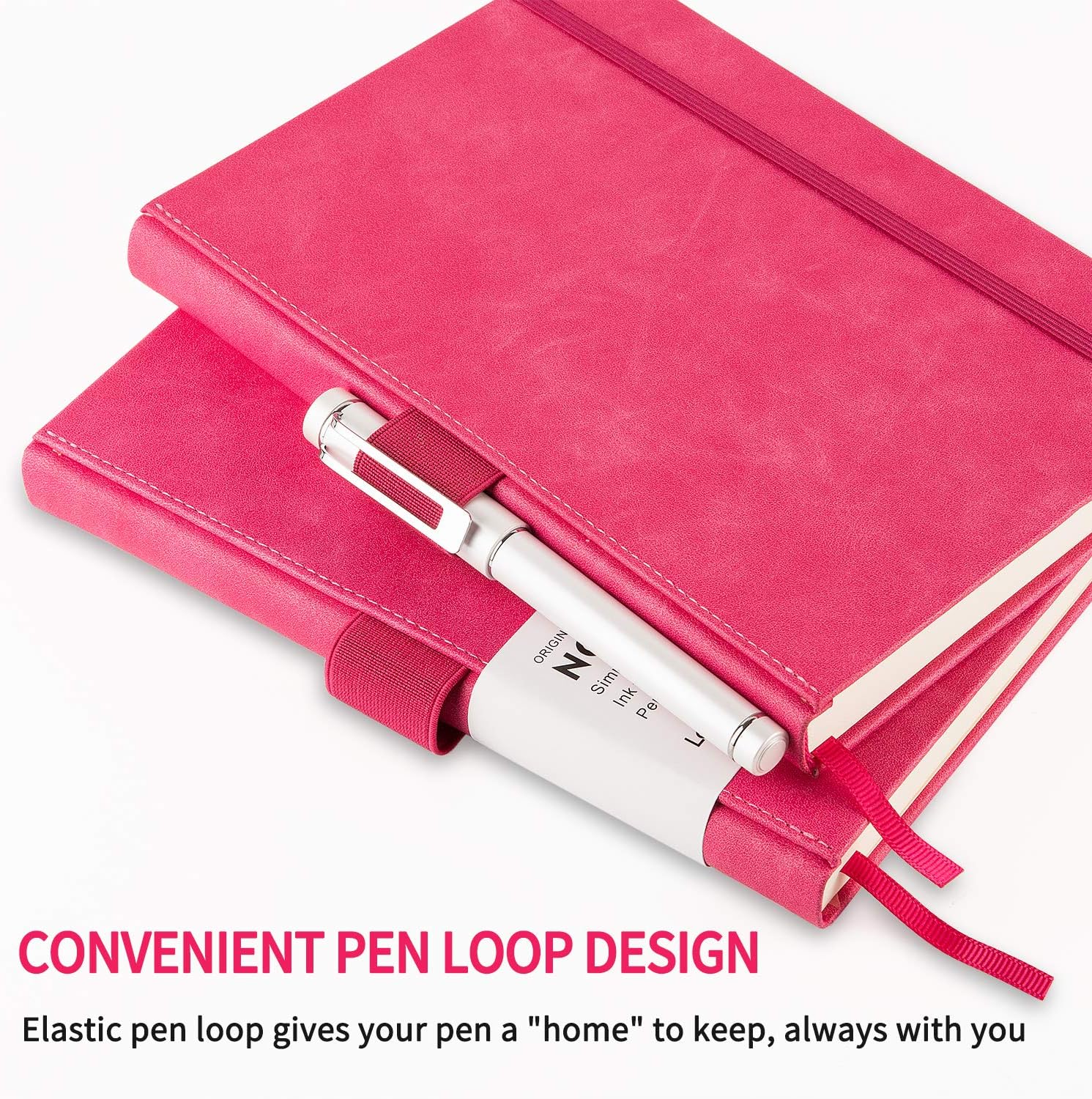 Thick Classic Notebook with Pen Loop - Lemome A5 Wide Ruled Hardcover Writing Notebook with Pocket + Page Dividers Gifts, Banded, Large, 180 Pages, 8.4 x 5.7 in
