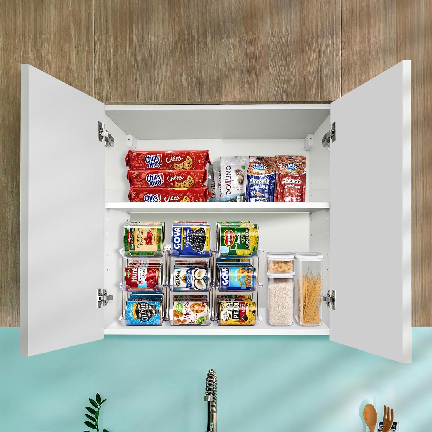 Sorbus 3-Tier Can Organizer for Pantry – Stackable Can Storage Organizer for Kitchen Cabinet, Can Rack Organizer for Pantry Shelf, Canned Food Dispenser with Rolling Design, Adjustable 2 or 3 Tiers