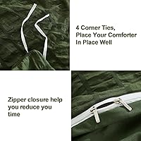 Vista 7 de AveLom Juego de funda de edredón de sirsaca verde oliva oscuro, tamaño King (104 x 90 pulgadas), 3 piezas
