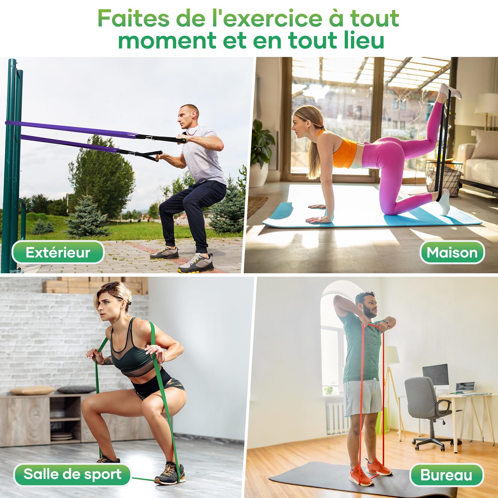 Fokky Bande Elastique Musculation, Élastique Musculation avec 5 Niveaux Différents, Elastique Sport et Poignées, Ancrage de Porte, Sac de Transport, Idéal pour Yoga Pilates Fitness Crossfit