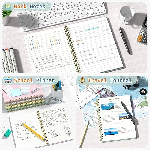 Miniatura 7 de Umriox Cuaderno pequeño en espiral, paquete de 4 cuadernos de espiral punteado A5 de 5.9 x 8.3 pulgadas, papel de cuadrícula de puntos, 160 páginas,