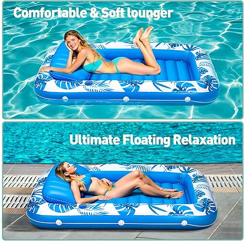 Miniatura 7 de Flotadores inflables para piscina, flotador de piscina de 71 x 48 pulgadas, flotadores grandes para adultos con almohada y soporte para bebidas,