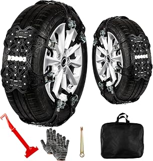 ZONETECH Tire Snow Chains 6-Pack All Season Black Upgraded Premium Quality Strong and Durable Anti-Skid Car,SUV, Pick Up and Truck for Emergency and Travel