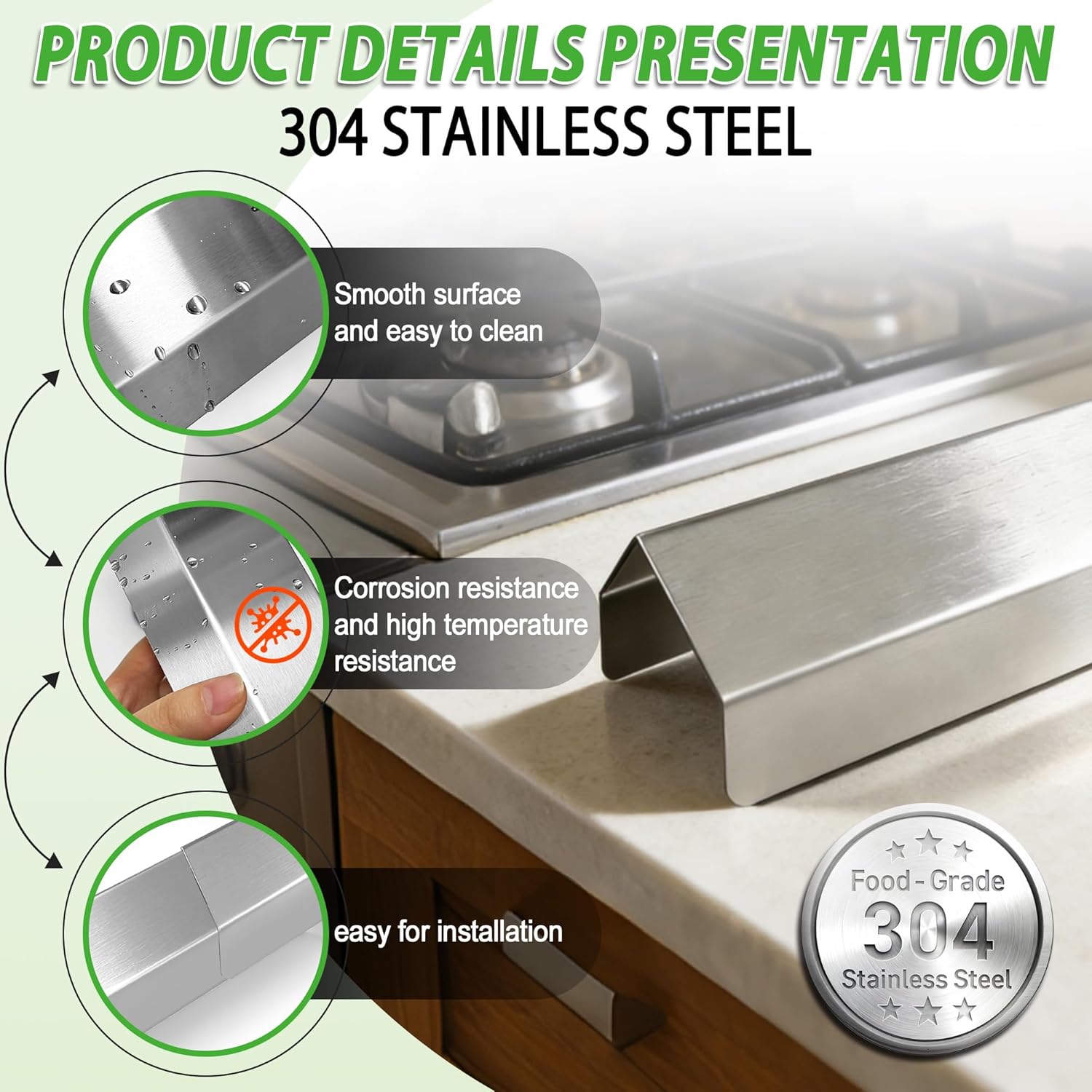 304 Stainless Steel Deep Fryer Splash Guard Connector & Joining Strip – Two-in-one Heavy Duty Fryer Accessories, Joining Strips for Deep Fryer to Prevent Spills & Debris(23 3/8"L x 2 3/8"W x 2 1/4"H)