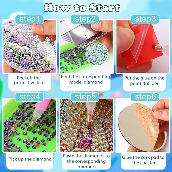 8 PCS Gnome Diamond Art Coasters Diamond Painting Coasters Kits with Holder