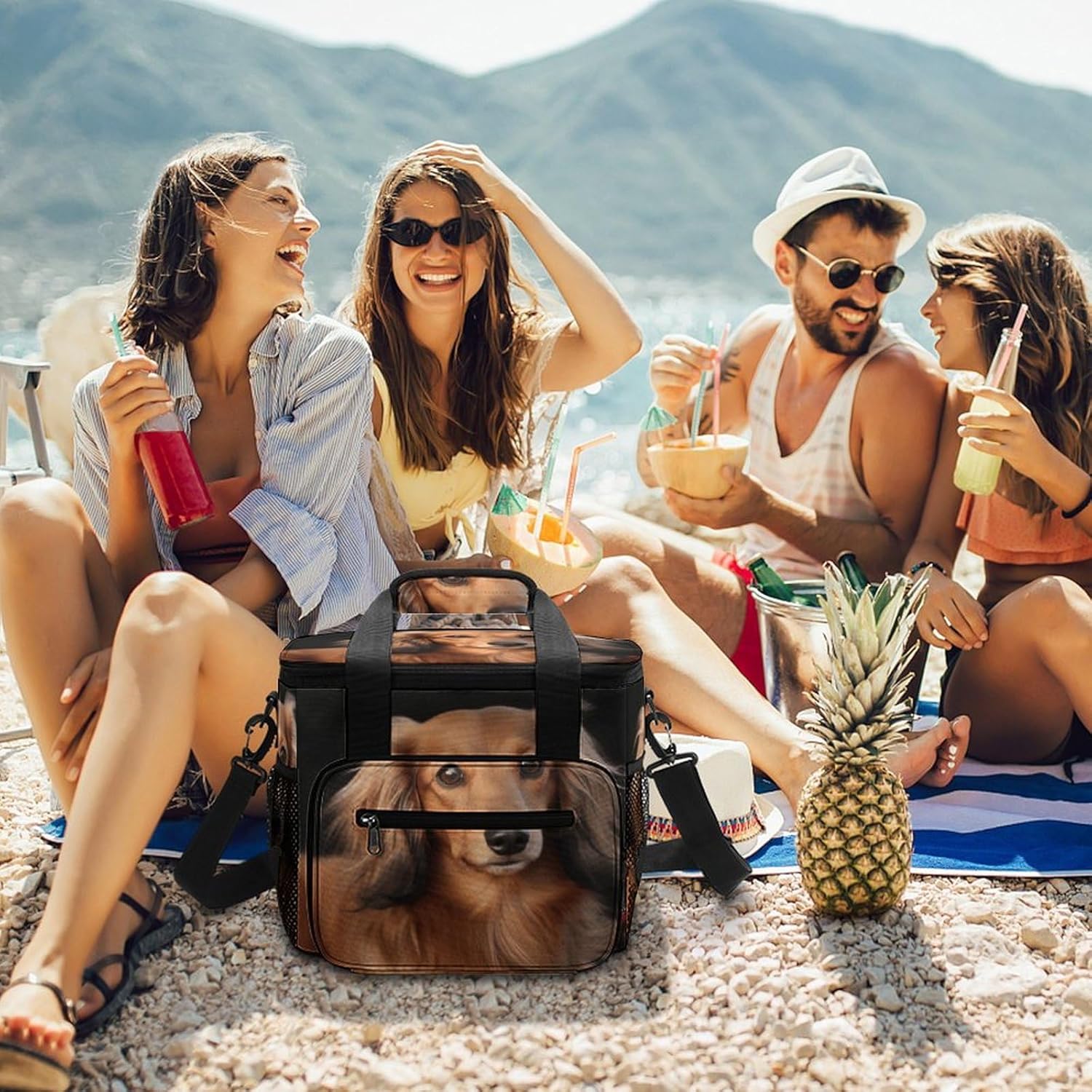 Long Haired Dachshund Cooler Bags Portable Soft Cooler Bag Lightweight Ice Chest Insulated Lunch Bags Camping Cooler Bag Cooler Lunch Tote Coolers for Picnic Travel Beach