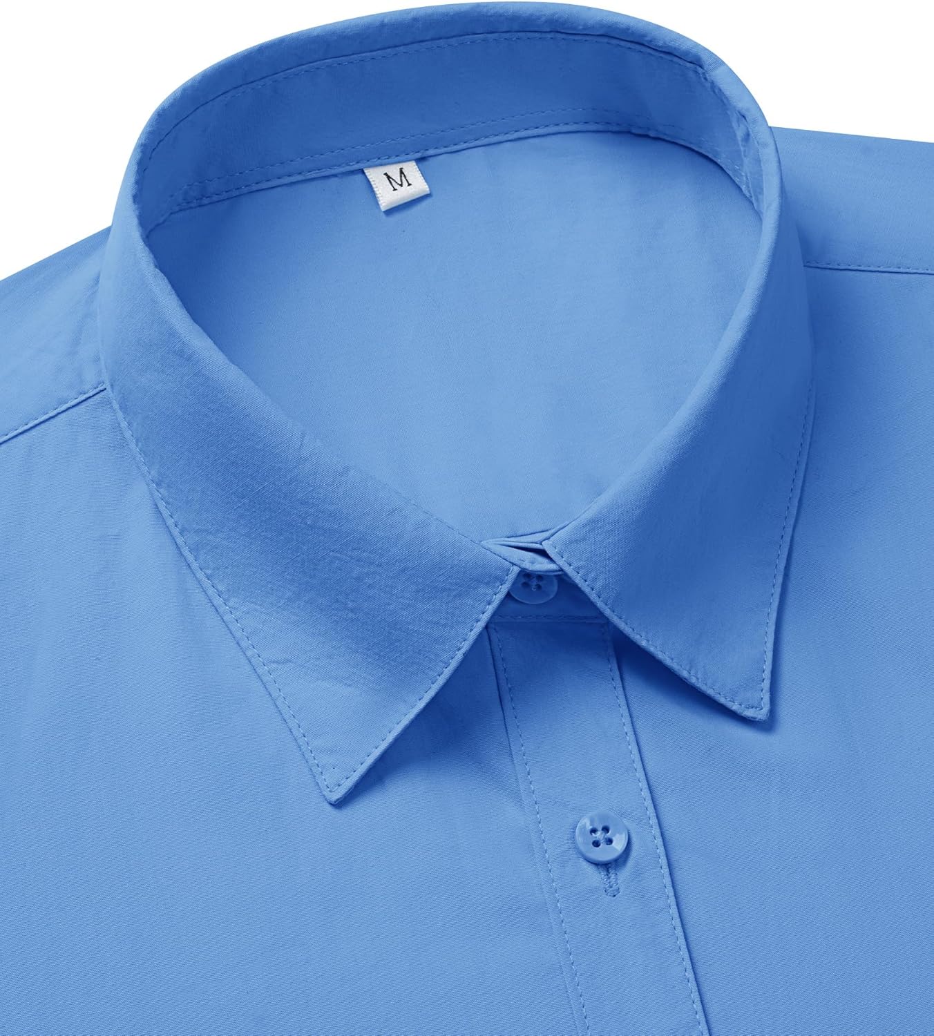 siliteelon Dress Shirts for Women Short Sleeve Cotton Button Down Shirt Basic Button Up Shirt Collared Shirts Work Shirt - Image 3