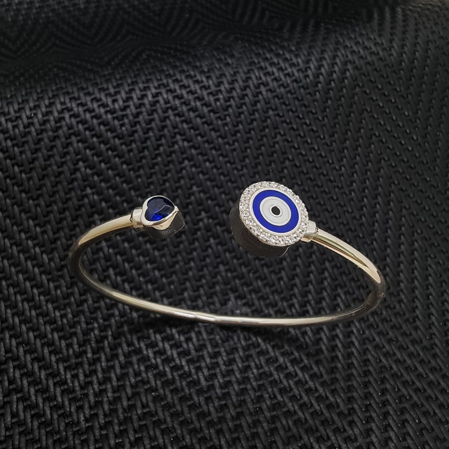 925 Sterling Silver Thick Popcorn | Round Cube Chain Evil Eye Bracelet | Available in Gold or Silver | 7.2+ 1.2 Inch Adjustable Chain