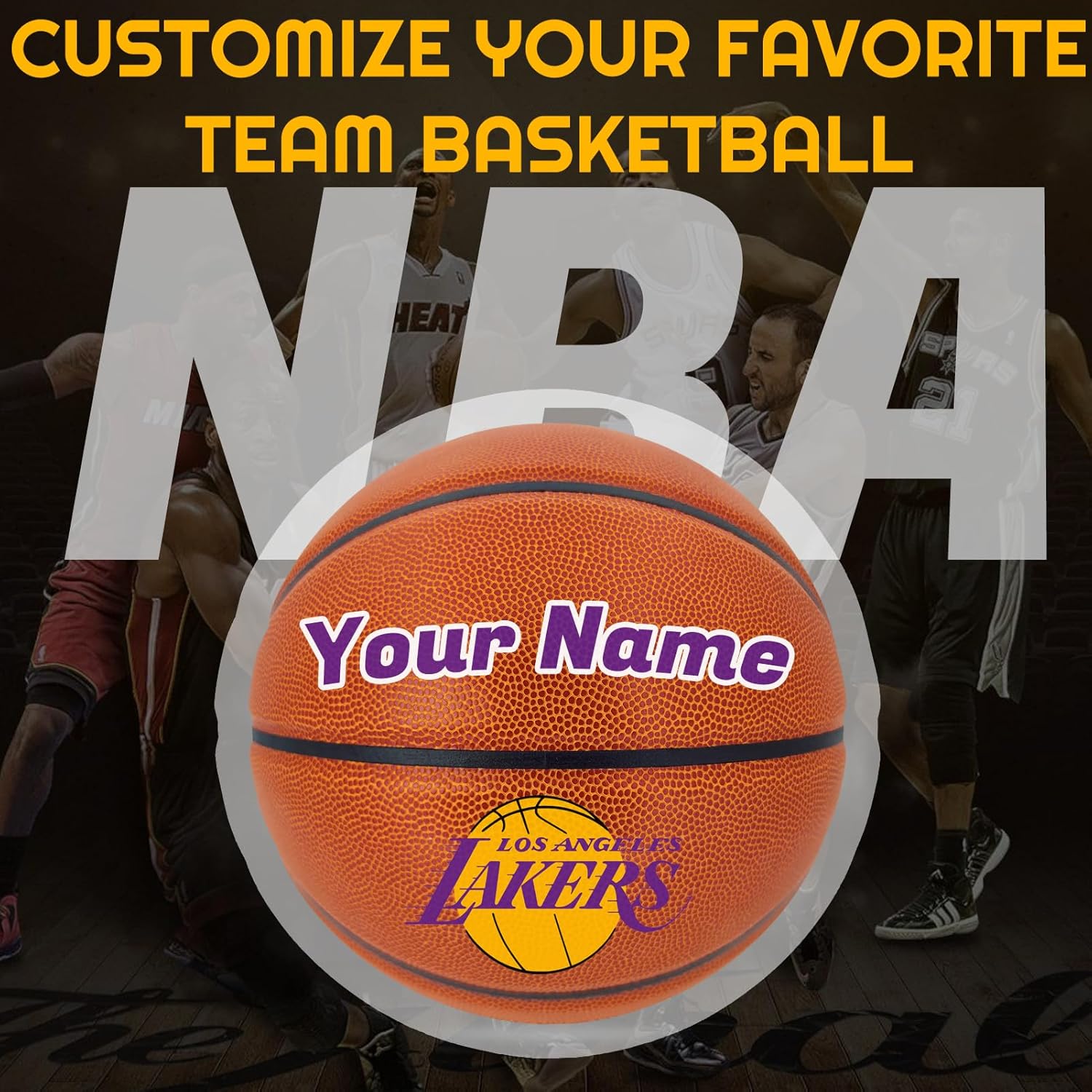 Personalized Basketball Size 5/6 / 7, Customized Team Leather Basketball with Name or Text for Men, Women, Youth