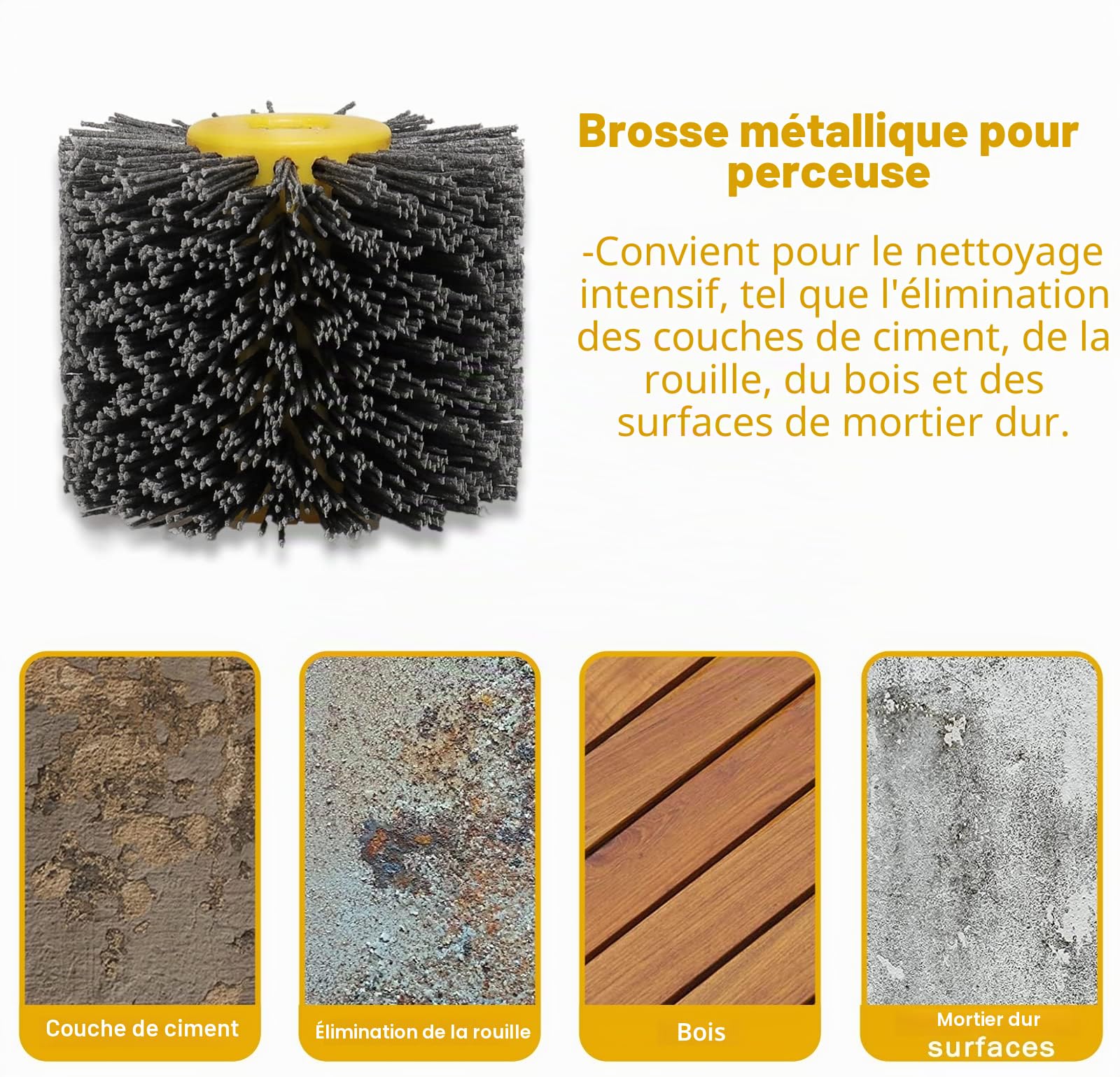 Brosse Nylon Abrasifs 320 Grain, 120x100mm Brosse de Meulage pour Nettoyer/Dérouiller/Dégriser/ébavurer Compatible avec Rénovateur Exterieur - Gris
