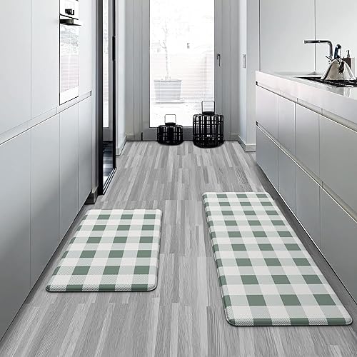 Miniatura 20 de MAYHMYO 2 alfombras antifatiga, antideslizantes, impermeables, acolchadas, color blanco y negro, cómodas alfombrillas de cocina para piso, casa