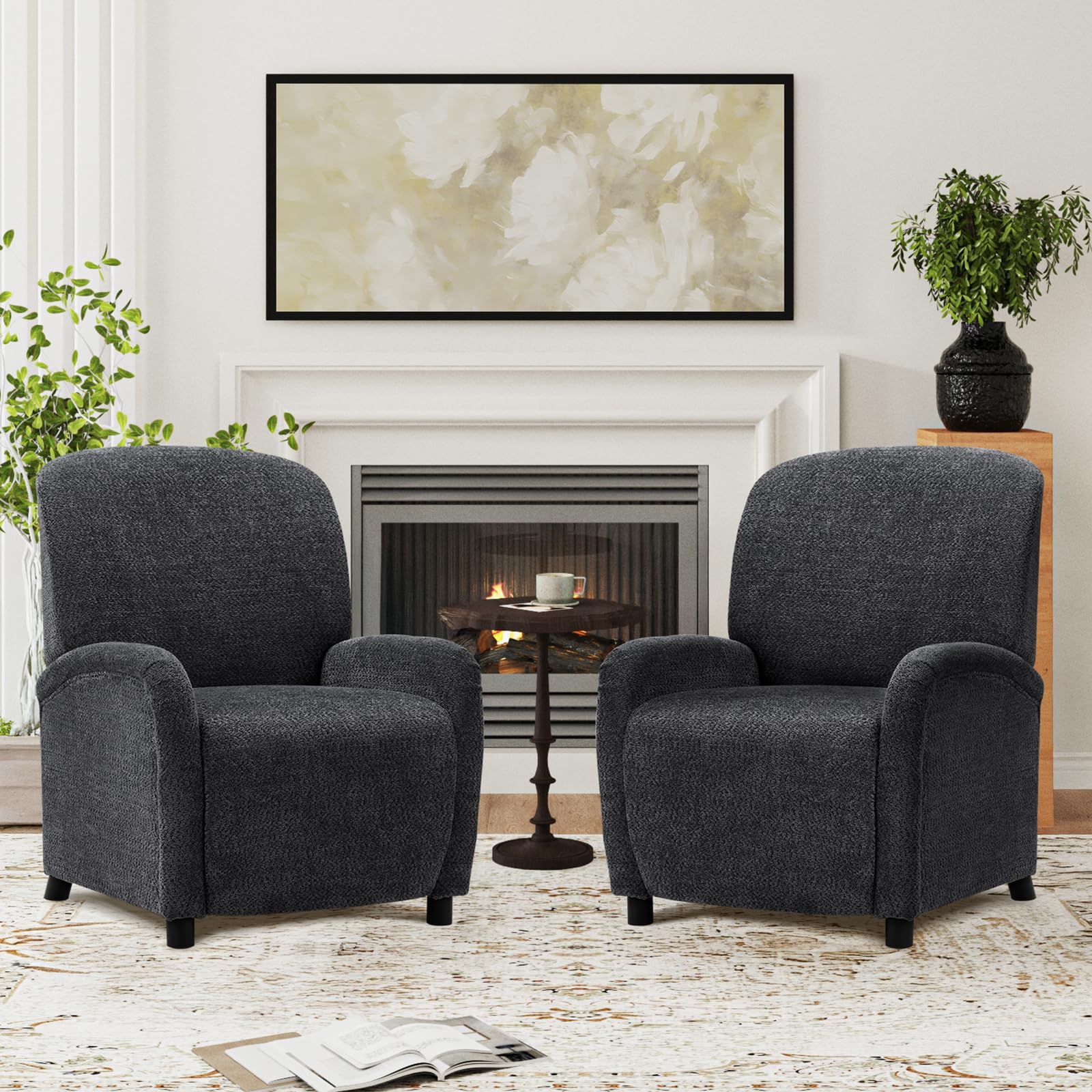 Pushback Recliner Chair, Wing Back Chairs with Arms, Adjustable Modern Single Reclining for Living Room/Bedroom,Fabric Accent Chair Extrathick Cushion