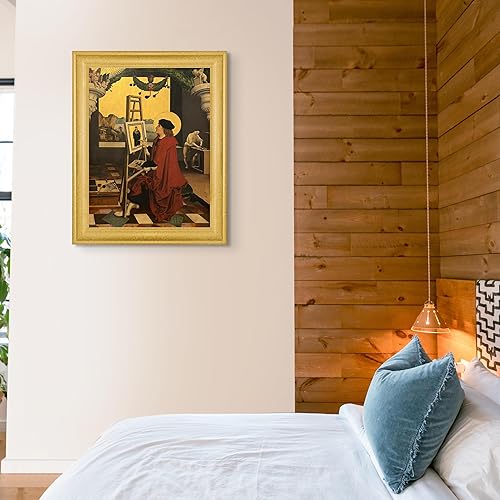 Miniatura 4 de Lost Cabin Altar of St Anna St Luke Paints the Madonna by Niklaus Manuel Deutsch  Canvas in Gold Beveled Frame  Fine Artwork Painting Reproduction