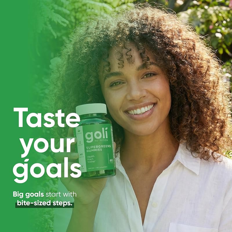 Goli SuperGreen Vitamin Gummy - 60 Count - Essential Vitamins and Minerals - Plant-Based, Vegan, Gluten-Free & Gelatin Free - Health from Within, Pack of 1 image 5