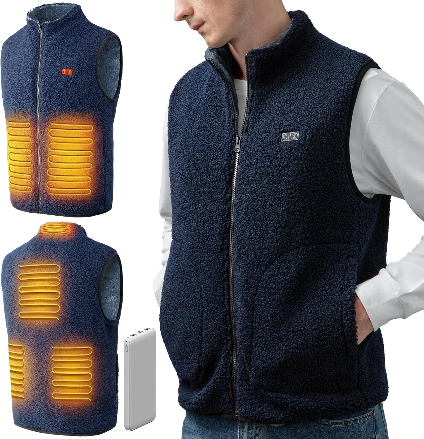 LABEWVI Fleece Heated Vest for Men with Battery Pack Included, Lightweight Electric Men's Heated Vest, USB Rechargeable