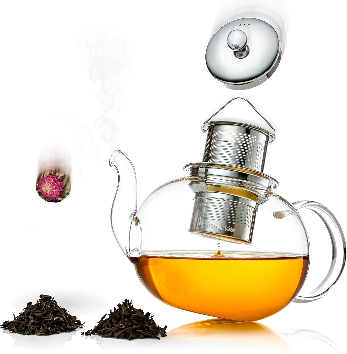 Limited Discount Clear Glass Teapot with Infuser - Stovetop Tea Kettle with Removable Stainless Steel Strainer, Microwaveable & Dishwasher Safe, Tea Pot with Blooming, Loose Leaf Tea Sampler. Tea Diffuser & Tea Maker Limited Discount Clear Glass Teapot with Infuser - Stovetop Tea Kettle with Removable Stainless Steel Strainer, Microwaveable & Dishwasher Safe, Tea Pot with Blooming, Loose Leaf Tea Sampler. Tea Diffuser & Tea Maker