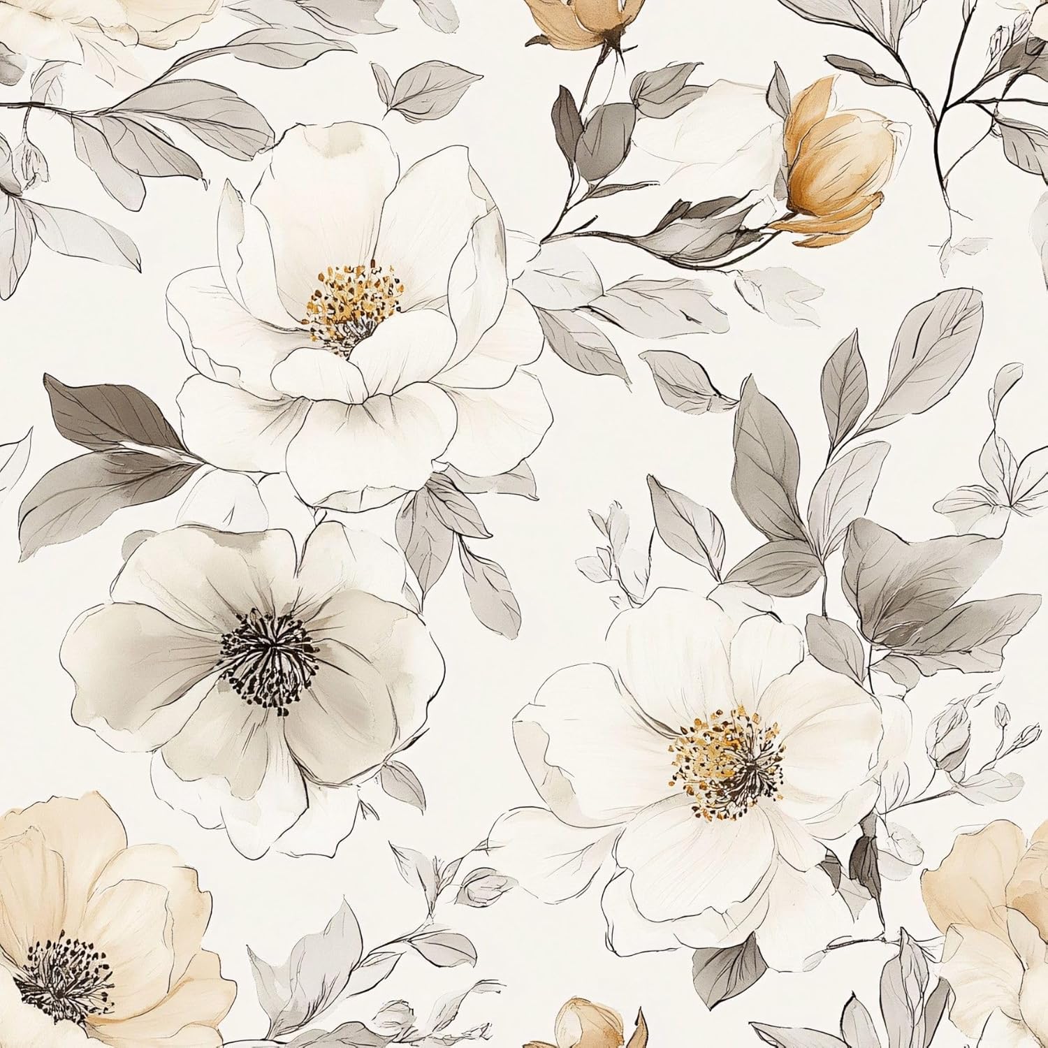 Floral Peel and Stick Wallpaper, Vintage Wallpaper, Self Adhesive Vinyl Wall Paper for DIY Home Decor, 17.7in x 236in