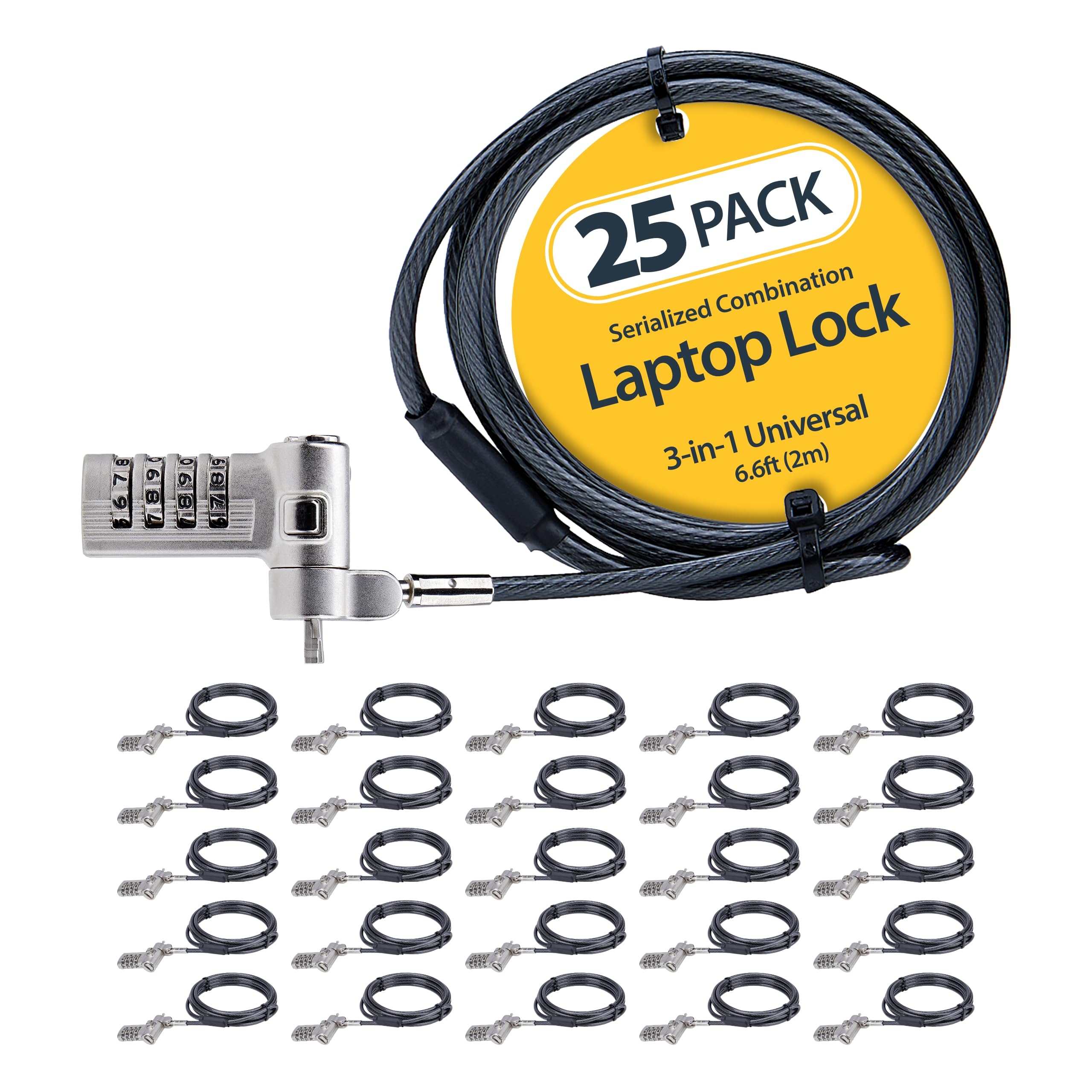 StarTech 25-Pack Universal Laptop Lock, 6.6ft, TAA (2m)