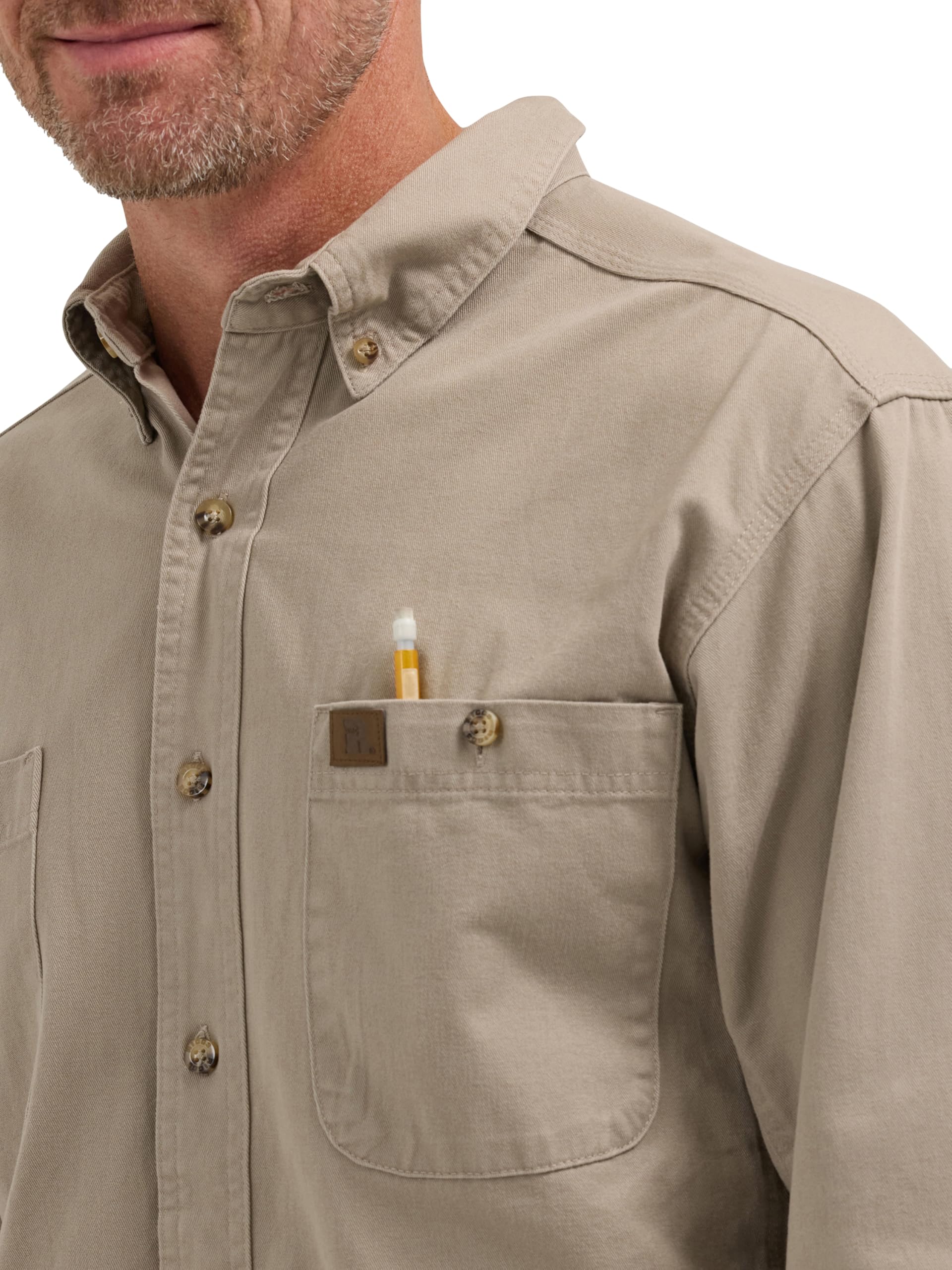 Wrangler Camisa de Trabajo de Manga Larga de Sarga Logger Camisa Hombre