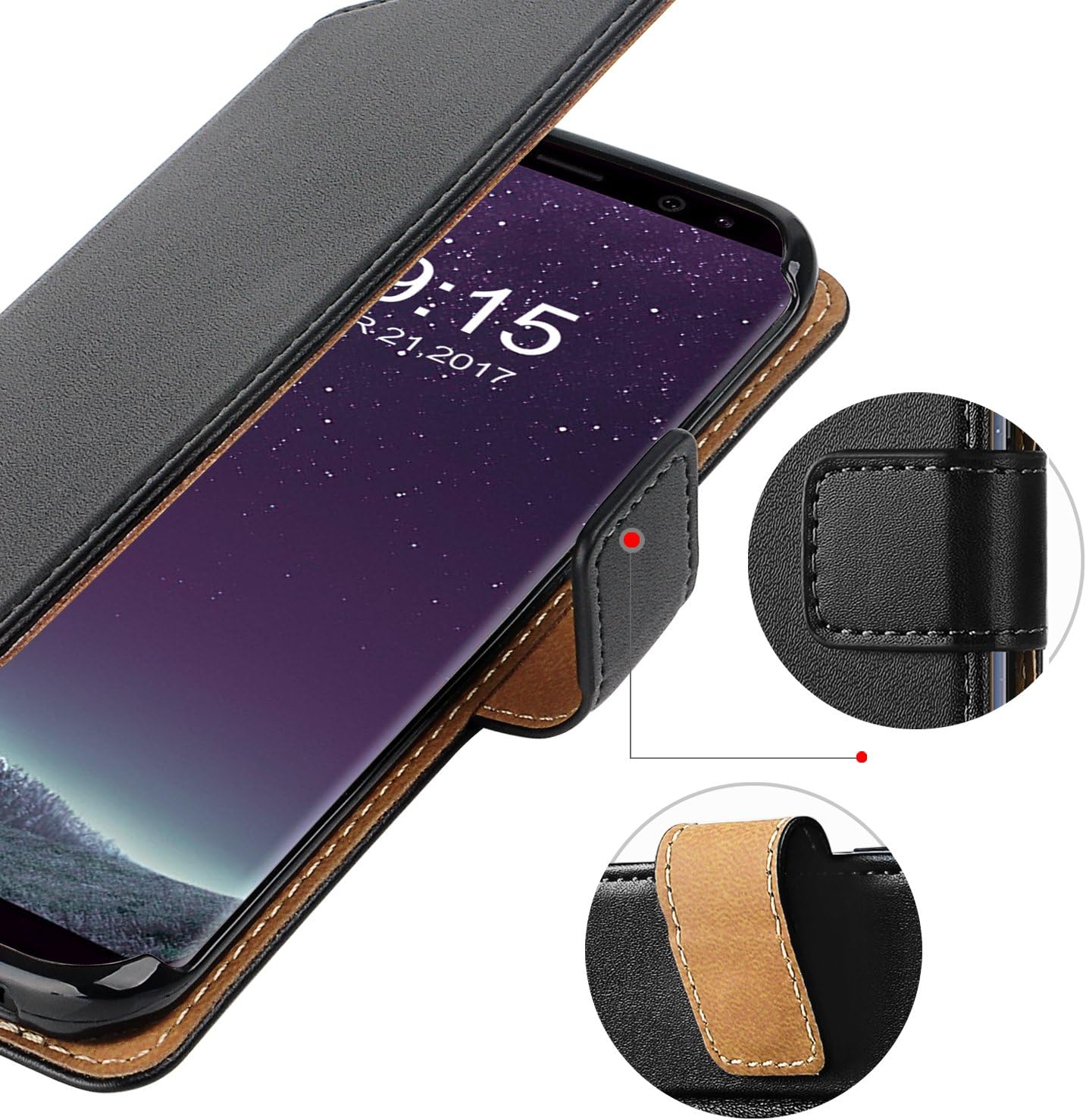 HOOMIL Samsung S8 Plus Case, Galaxy S8 Plus Wallet Case Premium Leather Folio Case, Flip Book Style Wallet Cover with TPU Shockproof, Stand, Card Slots and Cash Pocket for Samsung Galaxy S8 Plus Black