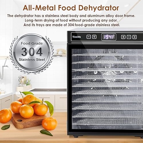 Miniatura 3 de Tinzida Máquina deshidratadora de alimentos para carne seca, carne, golosinas para perros, hierbas, verduras, secador de frutas, 10 bandejas de