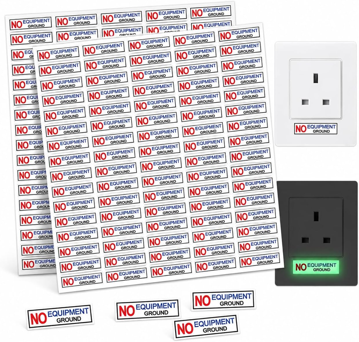 120 Pcs NO Equipment Ground Luminous Safety Decals for Electrical Outlet